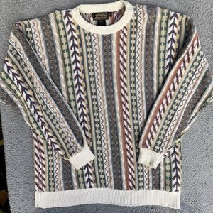 Vintage Eddie Bauer Multicolor Knit Striped Sweater Sweatshirt Size XL